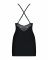 Сатиновий комплект для сну з мереживом Obsessive 828-CHE-1 chemise & thong S/M, чорний, сорочка, стр