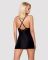 Сатиновий комплект для сну з мереживом Obsessive 828-CHE-1 chemise & thong L/XL, чорний, сорочка