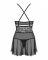 Еротичний мереживний комплект із сіточкою Obsessive 838-BAB-1 babydoll & thong black XXL, чорний, пе