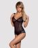 Сітчасте боді на кісточках Obsessive Amanta teddy S/M, чорне, з доступом