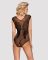 Бодістокінг із великої сітки з мереживом Obsessive B112 teddy S/M/L, чорний, з доступом