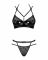 Еротичний комплект під латекс зі стрепами Obsessive Bagirela 2-pcs set L/XL, чорний, під леопард, бю