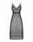 Напівпрозора довга сорочка Obsessive Estiqua chemise XS/S, чорний, асиметричний крій