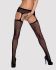 Сітчасті панчохи-стокінги з квітковим малюнком Obsessive Garter stockings S207 S/M/L,чорні
