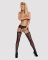 Сітчасті панчохи-стокінги з квітковим малюнком Obsessive Garter stockings S207 S/M/L,чорні