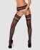 Панчохи-стокінги із комбінованою сіткою Obsessive Garter stockings S214 S/M/L, чорні