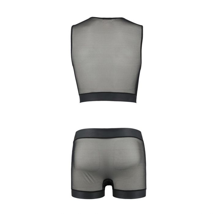 Комплект чоловічої білизни на шнурівці Passion 053 SET WILLIAM XXL/XXXL Black, жилет, боксери