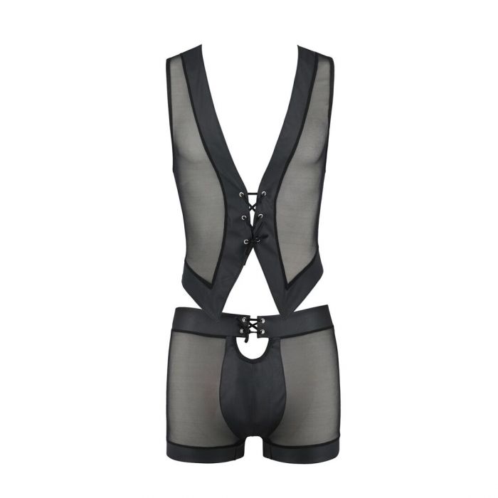 Комплект чоловічої білизни на шнурівці Passion 053 SET WILLIAM XXL/XXXL Black, жилет, боксери
