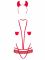 Еротичний костюм чортика зі стреп Obsessive Evilia teddy red S/M, боді, чокер, накладки на соски, обруч з ріжками