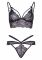 Еротичний комплект зі стрепами та стразами Leg Avenue Ready Or Not L Black, бра + стрінги