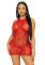Сукня-сітка зі стразами Leg Avenue Rhinestone halter mini dress Red, відкрита спина, one size