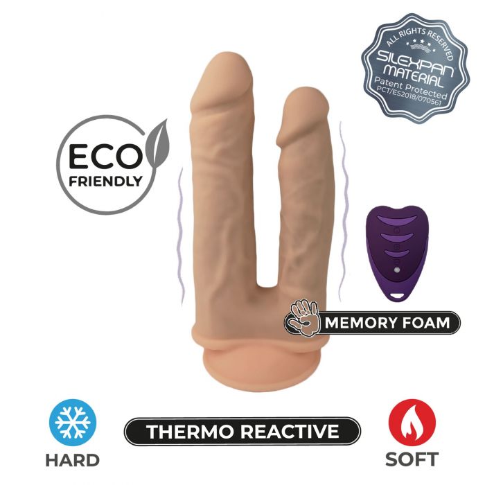 Подвійний фалоімітатор з вібрацією SilexD Double Gusto Vibro Flesh (Model 1 size 8" & 7") + LRS, діаметр 4,5 см та 3,7 см