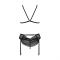 Комплект з відкритим доступом Passion DELIENA SET S/M black, ліф, стрінги, пояс для панчіх