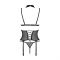Корсет з відкритими грудьми Passion DOMINICA CORSET XXL/XXXL black, пажі для панчіх, стрінги
