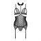 Корсет з відкритими грудьми Passion DOMINICA CORSET XXL/XXXL black, пажі для панчіх, стрінги