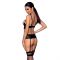 Корсет з відкритими грудьми Passion JANNIES CORSET XXL/XXXL black, стрінги в наборі