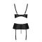 Корсет з відкритими грудьми Passion JANNIES CORSET XXL/XXXL black, стрінги в наборі
