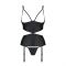 Корсет з відкритими грудьми Passion JANNIES CORSET XXL/XXXL black, стрінги в наборі
