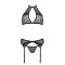 Комплект білизни Passion SATARA SET L/XL black, топ, пояс для панчіх, стрінги