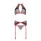 Комплект білизни Passion SATARA SET S/M red, топ, пояс для панчіх, стрінги