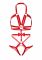 Портупея-тедді з ременів Leg Avenue Studded O-ring harness teddy S Red, екошкіра
