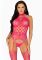 Мереживний бодістокінг з відкритим доступом Leg Avenue High neck lace bodystocking One size Raspberr