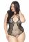 Тедді з відкритим доступом Leg Avenue Net lace crotchless teddy 1X–2X Black, шнурівка на спині