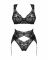Комплект білизни Obsessive Donna Dream 3-pcs set M/L Black, бюстгальтер, стрінги, пояс для панчіх