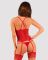 Прозорий корсет Obsessive Lacelove corset XS/S Red, мереживо, підв’язки для панчіх