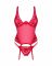 Прозорий корсет Obsessive Lacelove corset M/L Red, мереживо, підв’язки для панчіх