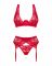 Комплект білизни Obsessive Lacelove cupless 3-pcs set M/L Red, бюстгальтер, стрінги, пояс для панчіх