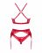 Комплект білизни Obsessive Lacelove cupless 3-pcs set M/L Red, бюстгальтер, стрінги, пояс для панчіх