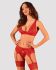 Комплект білизни Obsessive Lacelove cupless 3-pcs set XL/2XL Red, бюстгальтер, стрінги, пояс для панчіх
