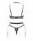 Комплект білизни Obsessive Selinne 3-pcs set XS/S Black, бюстгальтер, стрінги пояс для панчіх