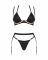 Комплект білизни Obsessive Selinne 3-pcs set M/L Black, бюстгальтер, стрінги пояс для панчіх