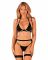 Комплект білизни Obsessive Selinne 3-pcs set XL/2XL Black, бюстгальтер, стрінги пояс для панчіх