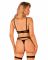 Комплект білизни Obsessive Selinne 3-pcs set XL/2XL Black, бюстгальтер, стрінги пояс для панчіх
