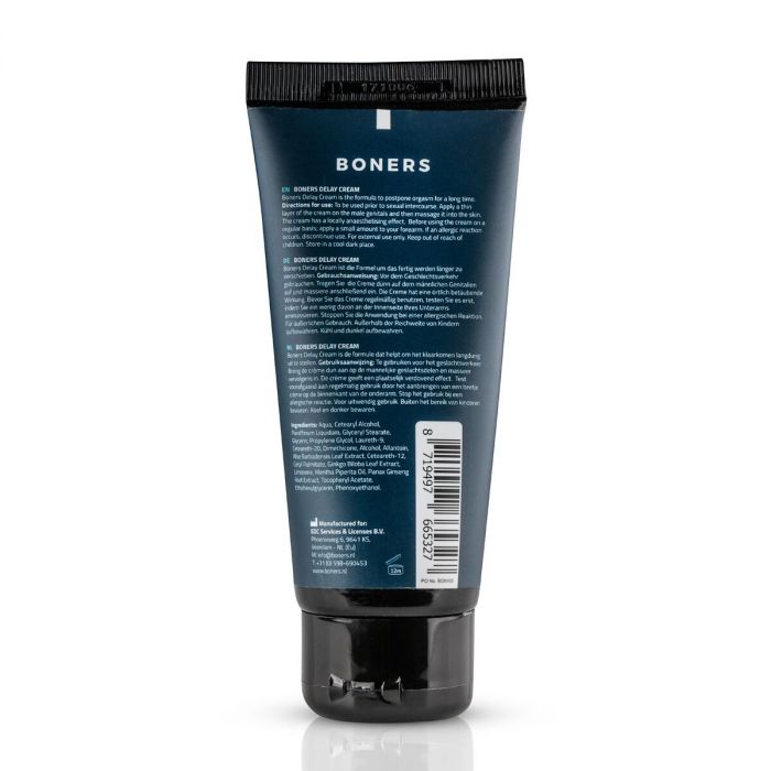 Крем-пролонгатор Boners Delay Cream 100 мл, легкий анестетик лаурет-9 + м’ята