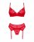 Комплект Obsessive Ingridia 3-pcs set XL/2XL, червоний, бюстгальтер, стрінги, пояс