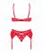 Комплект Obsessive Ingridia 3-pcs set XL/2XL, червоний, бюстгальтер, стрінги, пояс