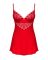 Пеньюар Obsessive Ingridia chemise & thong XL/2XL, червоний, сорочка, стрінги