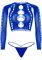 Комплект безшовної білизни Leg Avenue Long sleeve crop top & string Royal Blue One Size, топ, стрінги