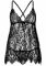 Сорочка бебі-дол Leg Avenue Floral lace babydoll & string Black L, стрінги
