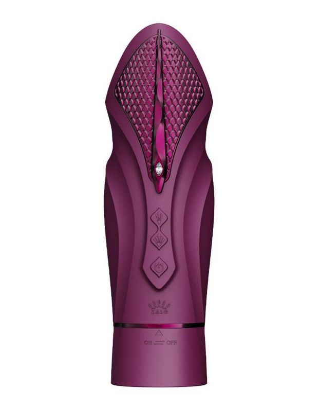 Компактна смарт секс-машина Zalo – Sesh Velvet Purple, 2 насадки, пульт ДК, кристал Swarovski