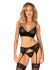 Комплект Obsessive Chemeris 3-pcs set XS/S, стрінги, пояс для панчіх, бюстгальтер