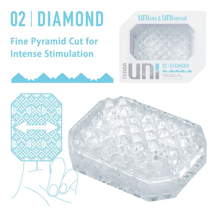 Унісекс-стимулятор Tenga UNI Diamond, білий, із зубчастим рельєфом, лубрикант у комплекті