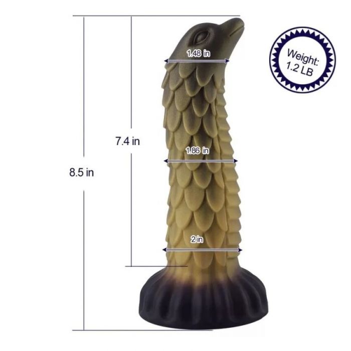 Фалоімітатор для секс-машин Hismith 8.5″ Squama Beast Silicone Dildo Monster Series, KlicLok