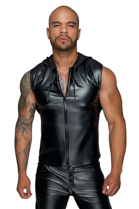 Чоловіча безрукавка з капюшоном Noir Handmade H062 Hooded Shirt, 3XL, мокрий ефект