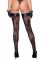 Панчохи без миска Noir Handmade F243 Tulle stockings with patterned flock embroidery, S