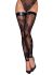 Панчохи без миска Noir Handmade F243 Tulle stockings with patterned flock embroidery, S